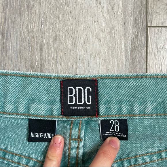 [SOLD] BDG Urban Outfitters High & Wide High Waisted Jeans in Teal - Picture 3 of 6